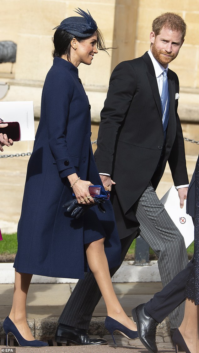 Harry wearing a three-piece Givenchy suit to Princess Eugenie's wedding back in 2018