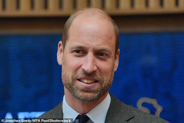 Prince William, with his new beard and a combover, pictured last year