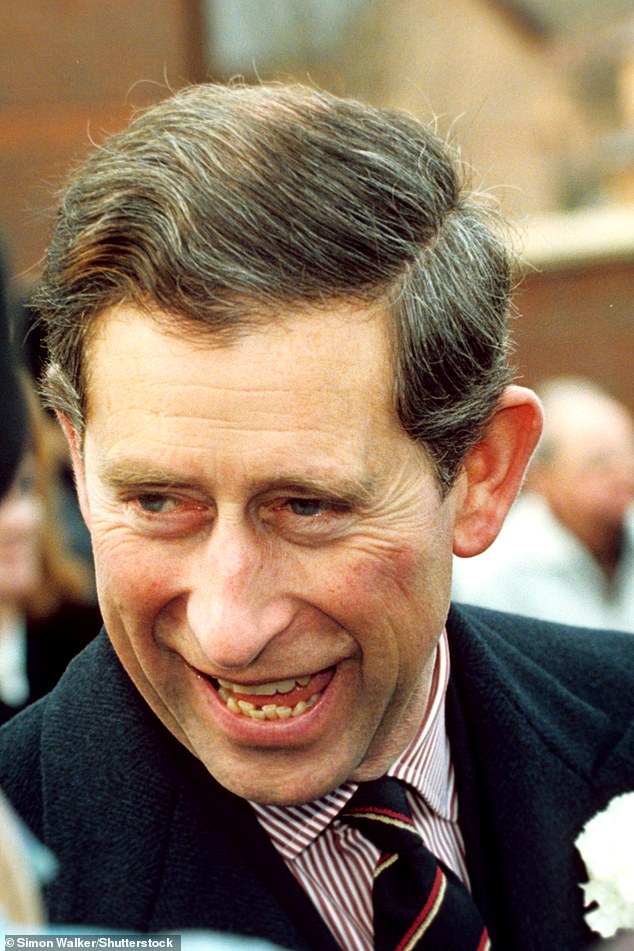 The then-Prince Charles with a thick head of hair visiting Cheshire in 1995