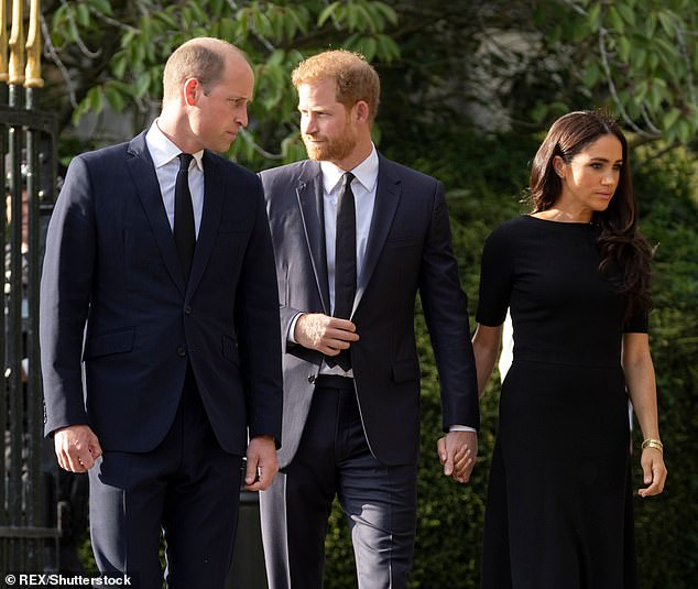 Things looked awkward when Harry and Meghan joined William and Kate for a walkabout outside Windsor Castle following the death of the Queen