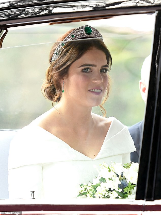 Princess Eugenie arriving  at her wedding at St George's Chapel in Windsor on October 12, 2018