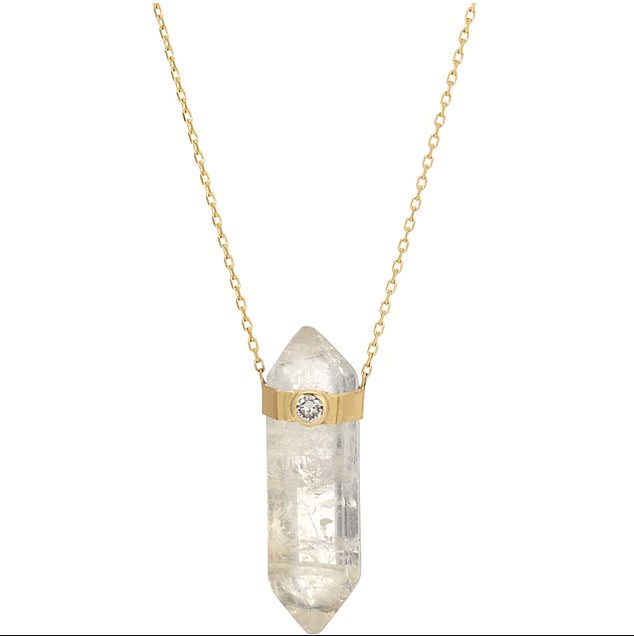 Made with hand-cut clear quartz - a crystal believed to amplify energy and promote inner peace - the necklace also features a 2.5mm diamond, combining elegance with purpose