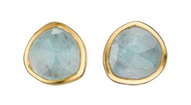 The versatile stud earrings include amazonite crystals, known as the 'hope stone'