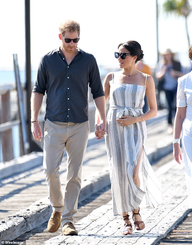 After announcing their pregnancy news at the start of their official 18-day tour of Australia, Meghan was seen wearing this summer dress from Reformation which had a rather large split down the side