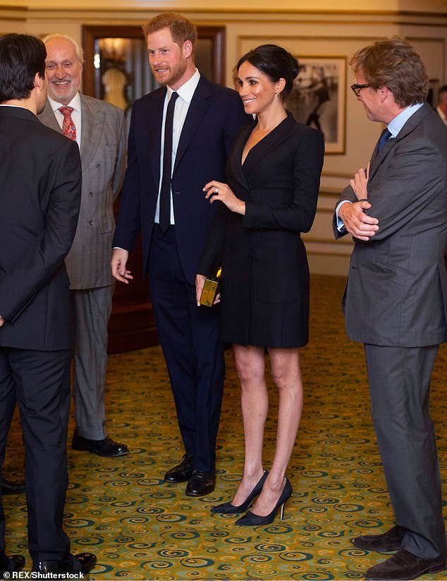 The short black tuxedo dress Meghan wore at the Hamilton Gala performance caused quite a stir as it was coupled with bare legs, and while it wasn't strictly enforced, the late Queen preferred royal ladies to wear tights for formal events