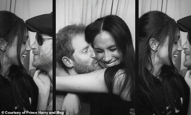 Prince Harry and Meghan enjoy loving moments in a photo booth. The images were shown in the couple's Netflix documentary