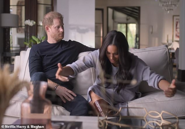 In the documentary Meghan appeared to mock her own efforts at following royal protocol as she recounted the 'surreal' moment she first met the Queen - performing a deeply exaggerated curtsy