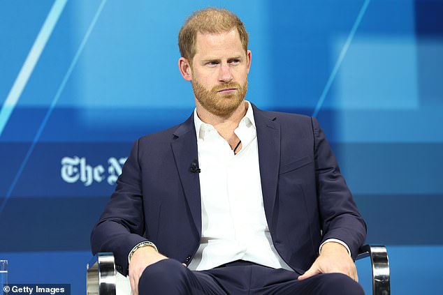 It comes after Prince Harry revealed that he and Meghan have no plans to return to the United Kingdom with Archie, five, and Lilibet, three; pictured at the DealBook summit on Wednesday