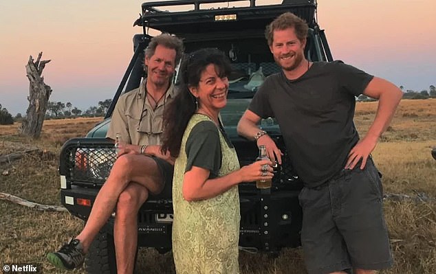 Prince Harry (right) pictured with Tania Jenkins (middle) and Mike Holding (left) in the TV show