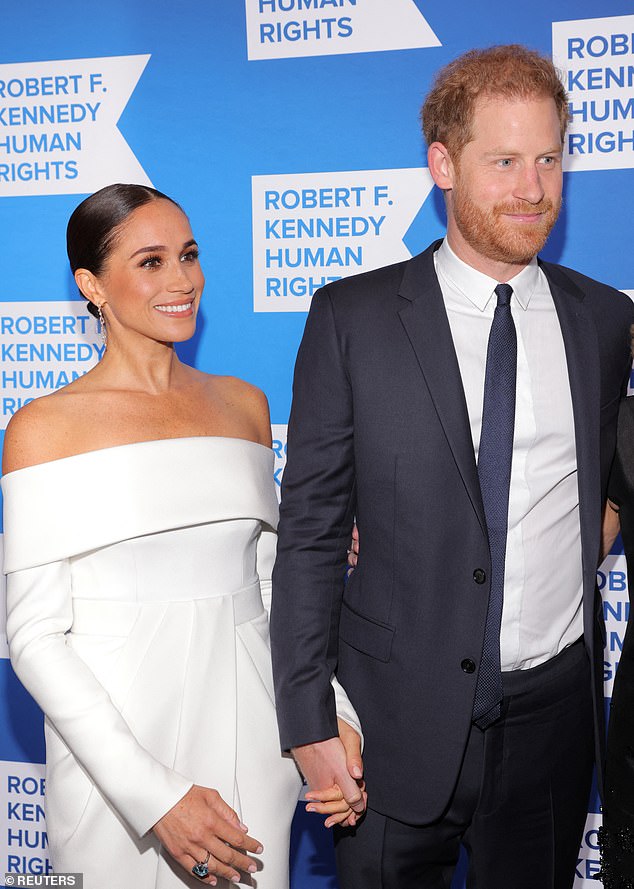 Prince Harry and Meghan at the Robert F. Kennedy Human Rights Ripple of Hope Award Gala two days before the documentary first aired on December 6, 2022