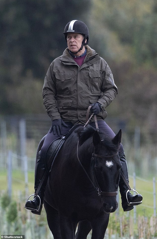 Prince Andrew horse riding in the grounds of Windsor Castle on October 21