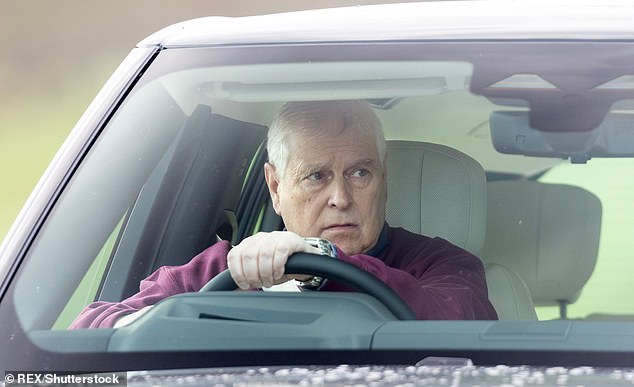 The under-siege Prince Andrew heads for a morning ride at Windsor Castle on October 30