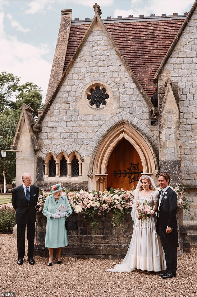 The home has played an important part in Andrew's family life over the years. Pictured: The Royal Chapel of All Saints on the estate during Princess Beatrice's wedding in 2020