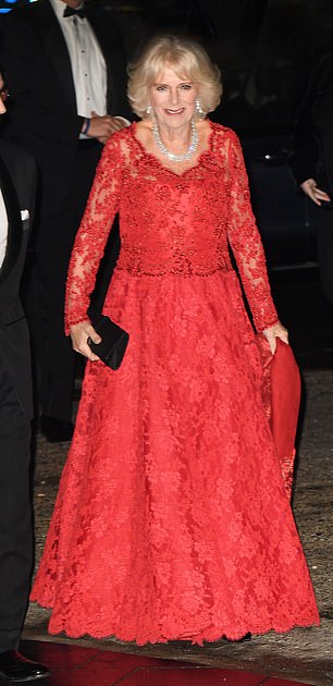 This red lace gown did nothing for Camilla at the Royal Variety performance in 2016       