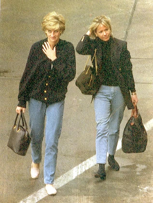 Diana grew so close with her long-serving secretary Victoria Mendham that she invited her to go on holiday with her four years running. The pair, above, in 1995 leaving for Antigua