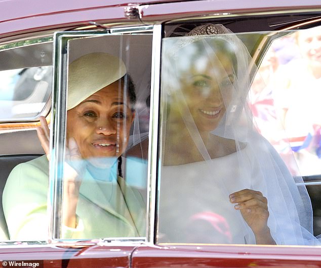 Pictured: Meghan Markle with her mother Doria Ragland arriving at Windsor Castle ahead of her wedding to Prince Harry on May 19, 2018 in Windsor, England