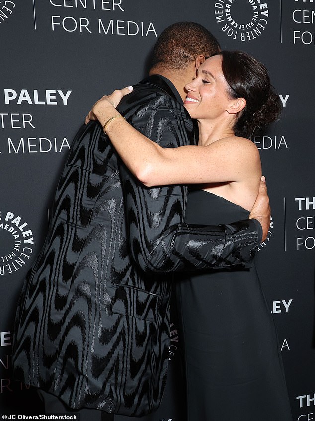 The Duchess of Sussex was clearly glad to see her long-term pal as they shared a hug at the Paley Center Fall gala last night