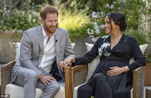 Tyler denied that Meghan and Harry had been introduced to them by mutual friend Oprah (pictured on her show)