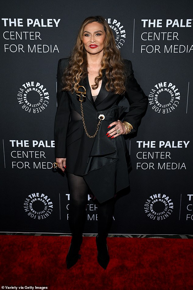 Beyonce's mom, Tina Knowles, 70, made the event as well, rocking a black blazer dress