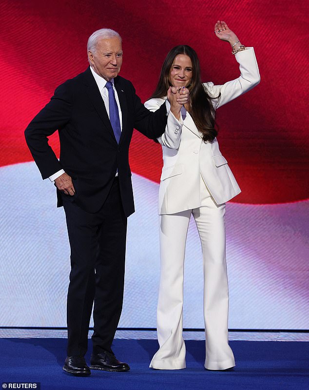 The Sussexes have also collaborated with the Bidens on endeavours such as Harry's Invictus Games. Joe and Ashley are pictured above