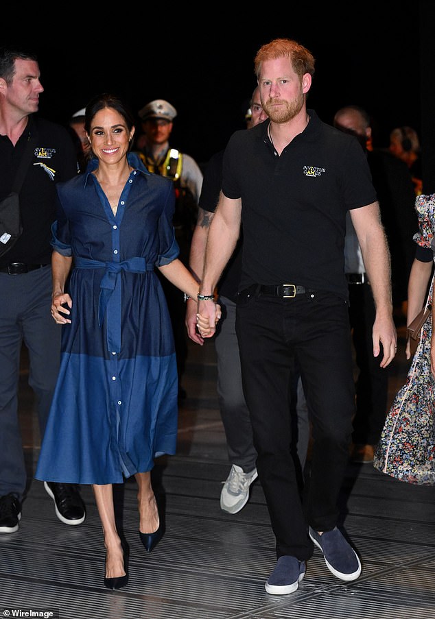 The Duke and Duchess of Sussex pictured at the sitting volleyball final during day six of the Invictus Games in Dusseldorf on September 15, 2023