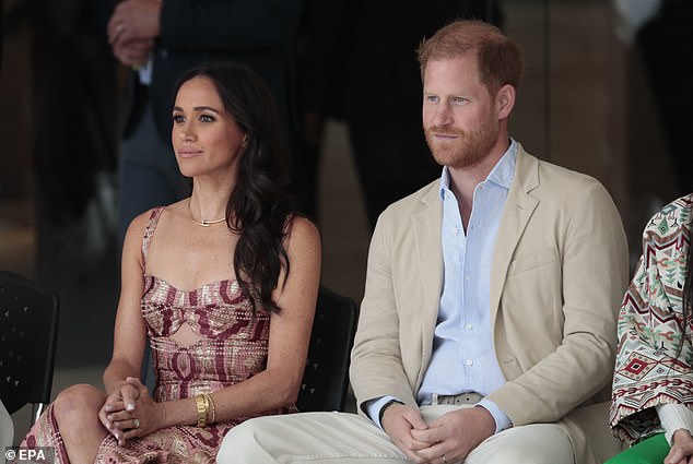 Meghan and Harry, pictured during a visit to Colombia last month, have also reportedly 'struggled' to find a CEO for Meghan's new home goods and lifestyle venture