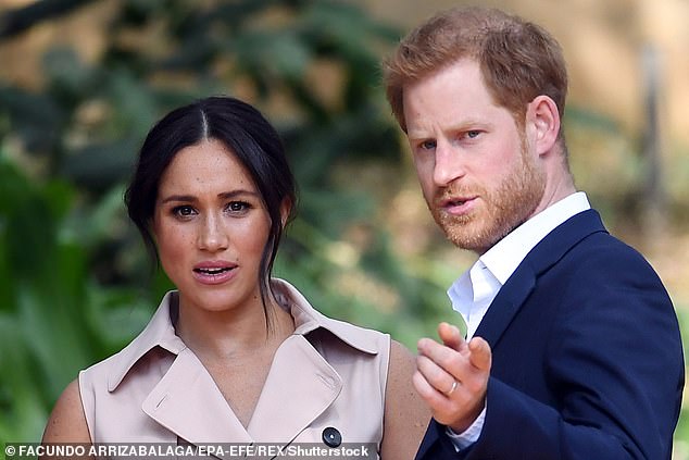 The Duke and Duchess of Sussex attending a reception in Johannesburg in 2019