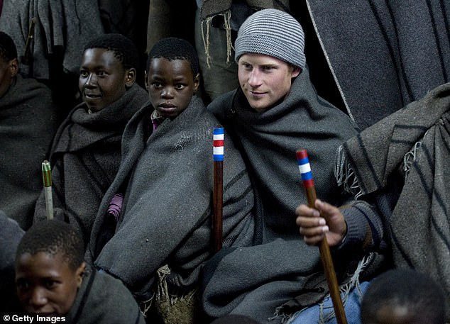 The prince visits the Herd Boys School in Semonkong, Lesotho, in 2010