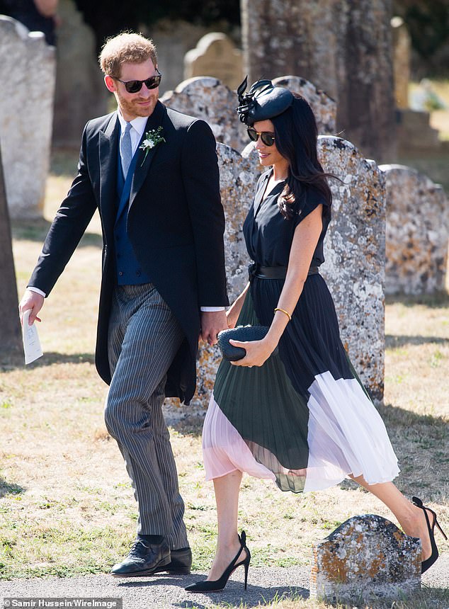 Harry and Meghan attend the wedding of his friend Charlie Van Straubenzee on August 4, 2018