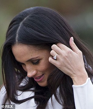 Meghan Markle with her engagement ring