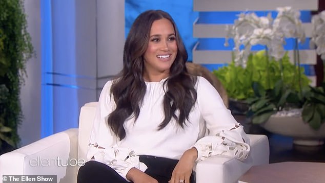 Pictured: Meghan Markle on The Ellen Show in November 2021 - after appearing at The New York Times' DealBook conference