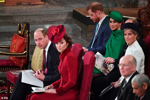 Pictured at the Commonwealth Day service in 2020 - marking the Duke and Duchess' final official engagement before they quit royal life