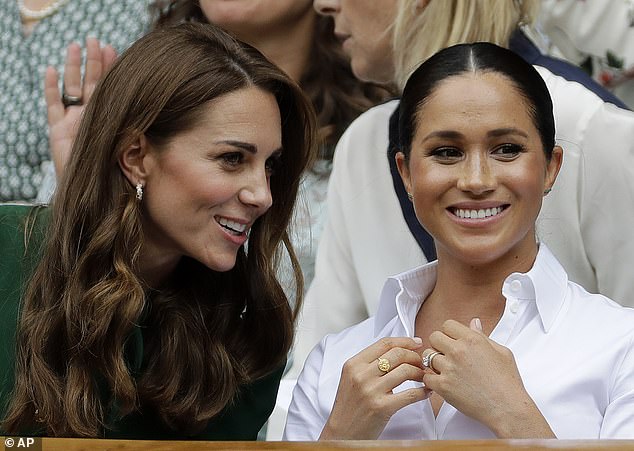 Meghan told Oprah in 2021 that 'it's nothing like what it looks like,' when commenting on royal appearances. Pictured with the Princess of Wales at Wimbledon in 2019