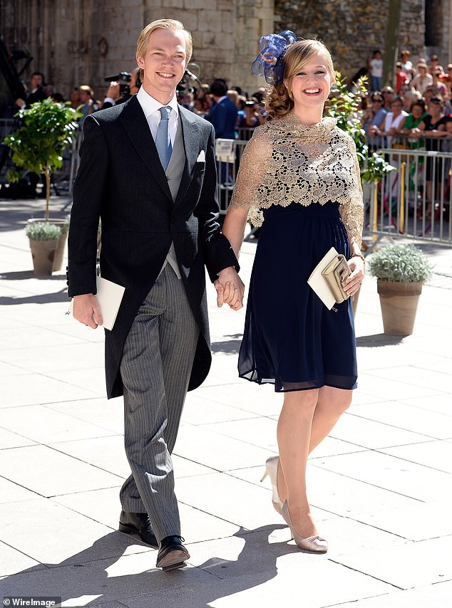 Archduke Imre and Archduchess Kathleen nee Katie Walker attend the Religious Wedding Of Prince Felix Of Luxembourg & Claire Lademacher at Basilique Sainte Marie-Madeleine in  September 2013