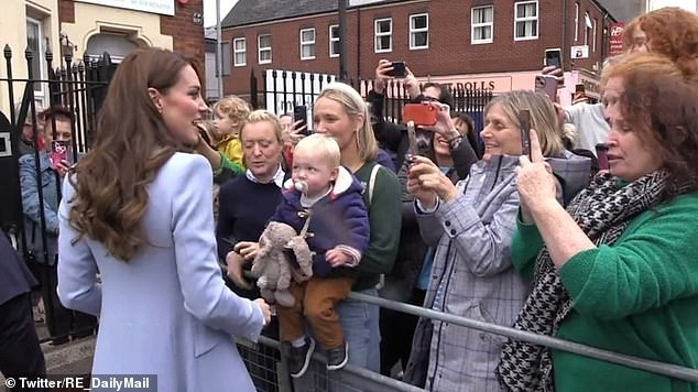 An Irish nationalist confronting Kate during a walkabout in north Belfast in 2022