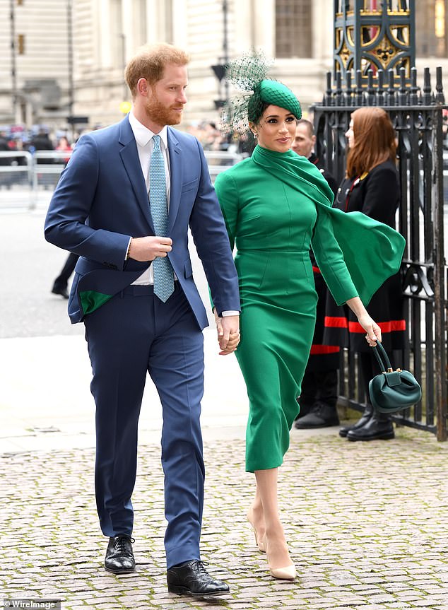 The Duke and Duchess of Sussex at their final royal engagement at the Commonwealth Service in March 2020