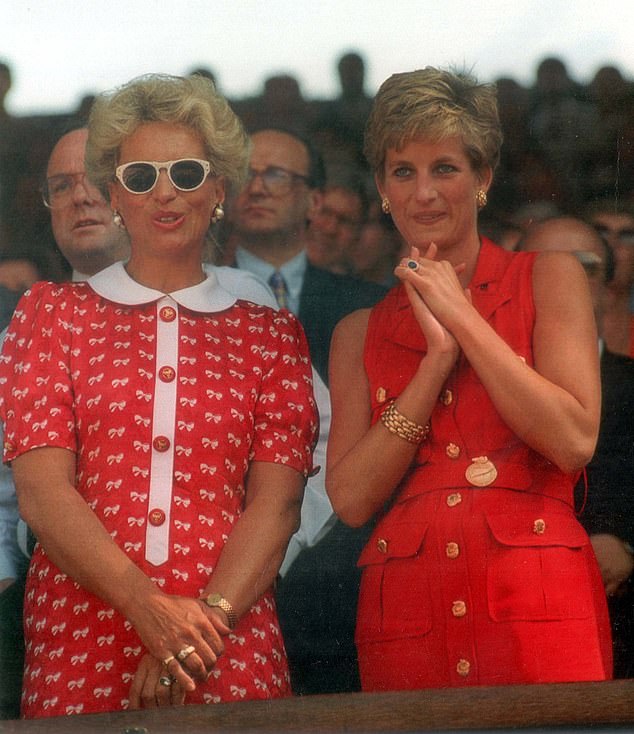 Princess Michael of Kent and Princess Diana watching Pete Sampras win the Wimbledon final