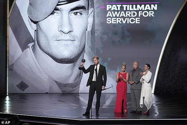 Prince Harry courted controversy when he accepted the Pat Tillman Award in July