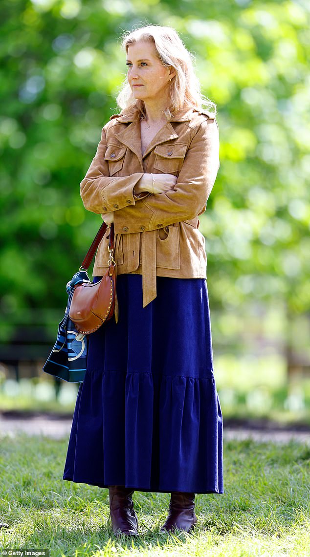 Sophie demonstrated her ability to combine colour at the Royal Windsor Horse Show in May, when she donned her Aspiga 'Victoria' corduroy dress and Paige 'Tawni' jacket for the third time