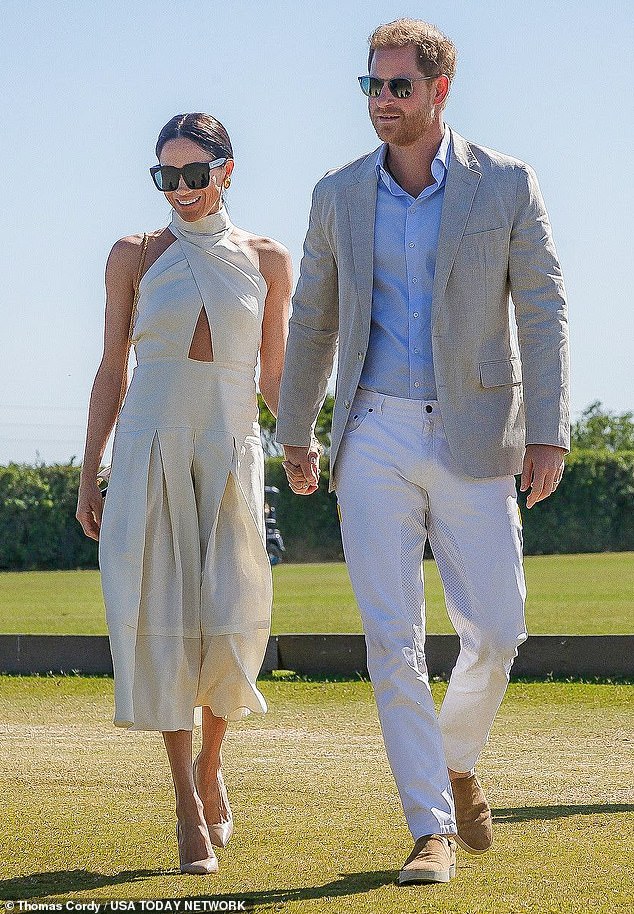 The executive producer of Prince Harry and Meghan Markle's new Netflix series Polo has revealed the Duchess wanted to portray the 'down to earth' side of the elite sport. Harry and Meghan pictured at a polo match in April, when the series was filmed