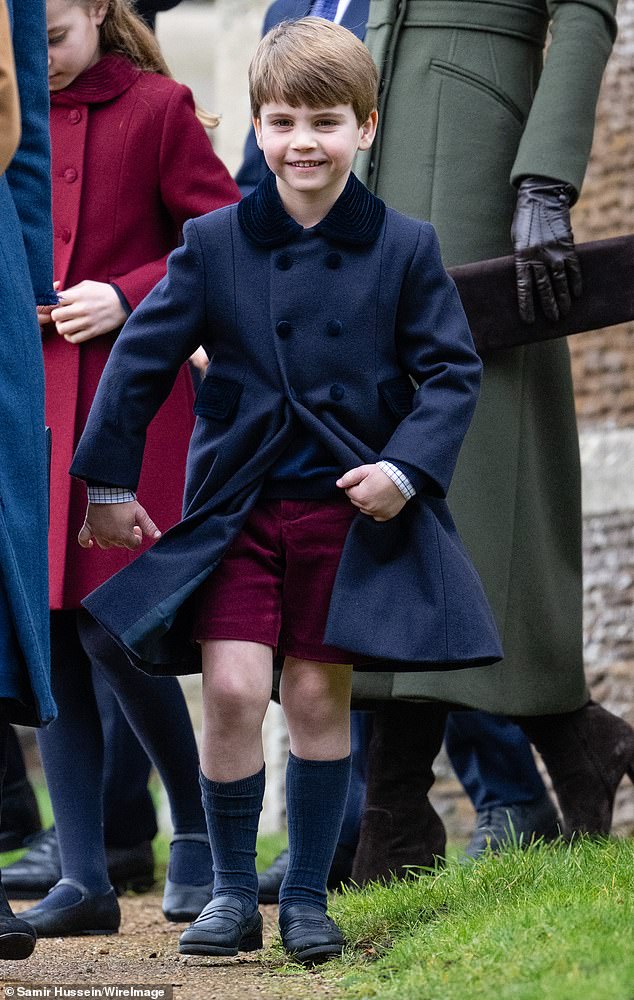 Prince Louis pictured at Sandringham in 2022 for Christmas Day alongside his family members