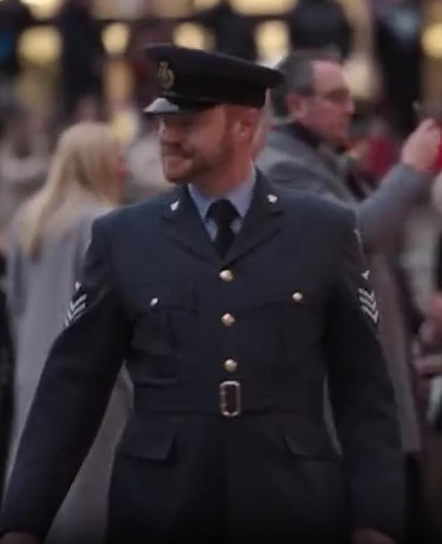 Will the real Prince Harry please stand up? A chipper-looking Prince of Sussex lookalike is seen strolling in military uniform outside of Westminster Abbey ahead of the Princess of Wales' Together At Christmas concert, which airs tonight on ITV