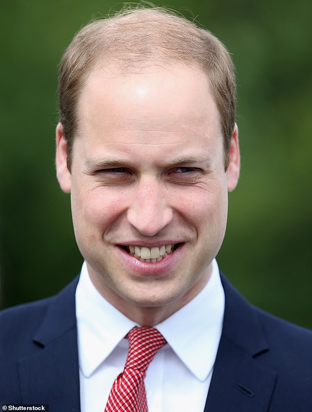 The prince doing his best to hide his bald spot with a combover at an event in 2015