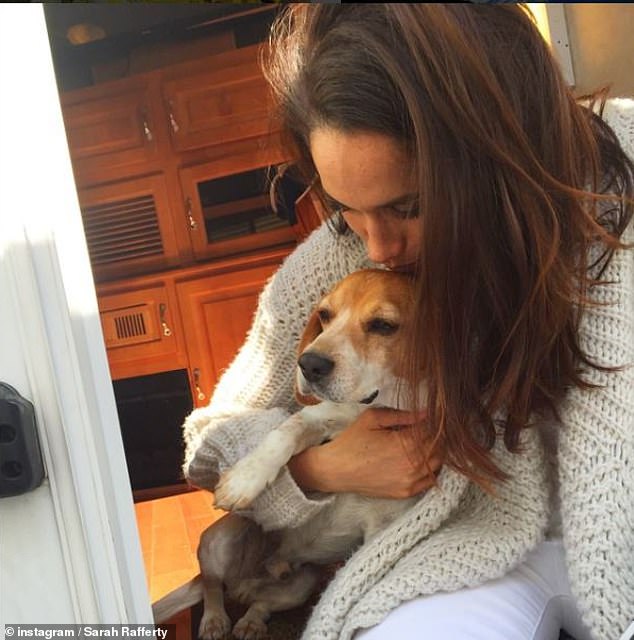 Meghan Markle, 43, raised eyebrows on Tuesday when she seemed to promote her upcoming cookery show while announcing the death of her beloved Beagle Guy (pictured together in 2015)