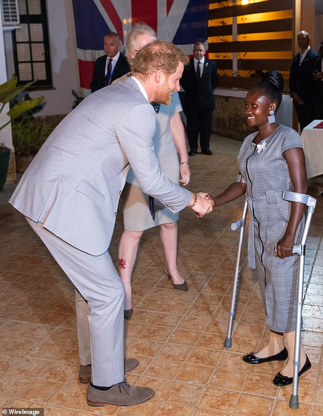 Harry meeting Sandra during his trip in 2019, who now has a daughter named after Diana