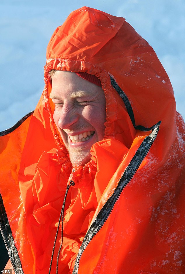 The word 'amazing' featured a lot in the video and for 15 minutes, Harry trekked across the ice grinning a lot in full polar kit