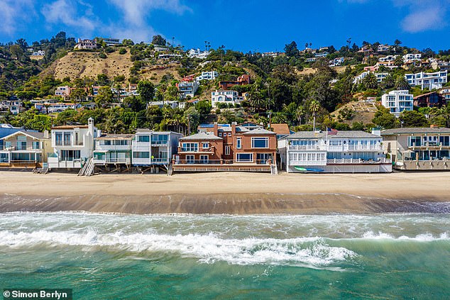 Candy's house (brown one pictured) was situated on La Costa Beach and in Spelling's ownership for 47 years