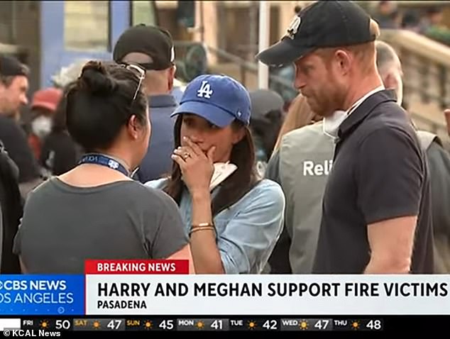 On Friday, the Duchess and her husband Prince Harry visited survivors of the wildfires and were spotted handing out food packages