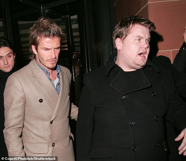 David ended up playing peacemaker and the row was resolved (David Beckham and James on a night out in London in 2010)