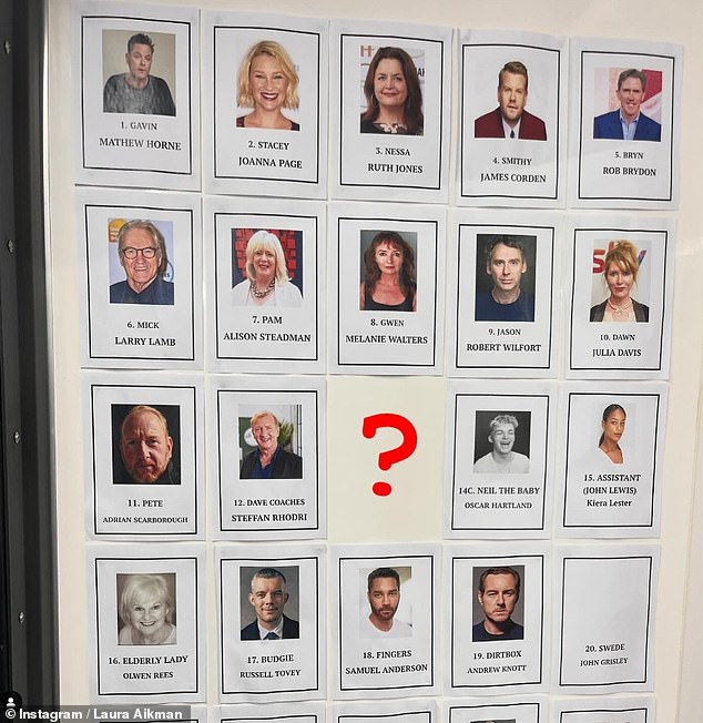 Laura also uploaded a photograph of the cast board which had left out her surprise return